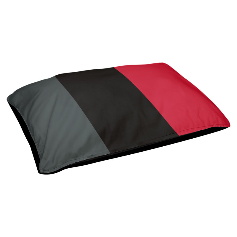 Coussin rectangulaire designer Washington, Grand (L 40 po x l 50 po), Gris acier / noir / rouge