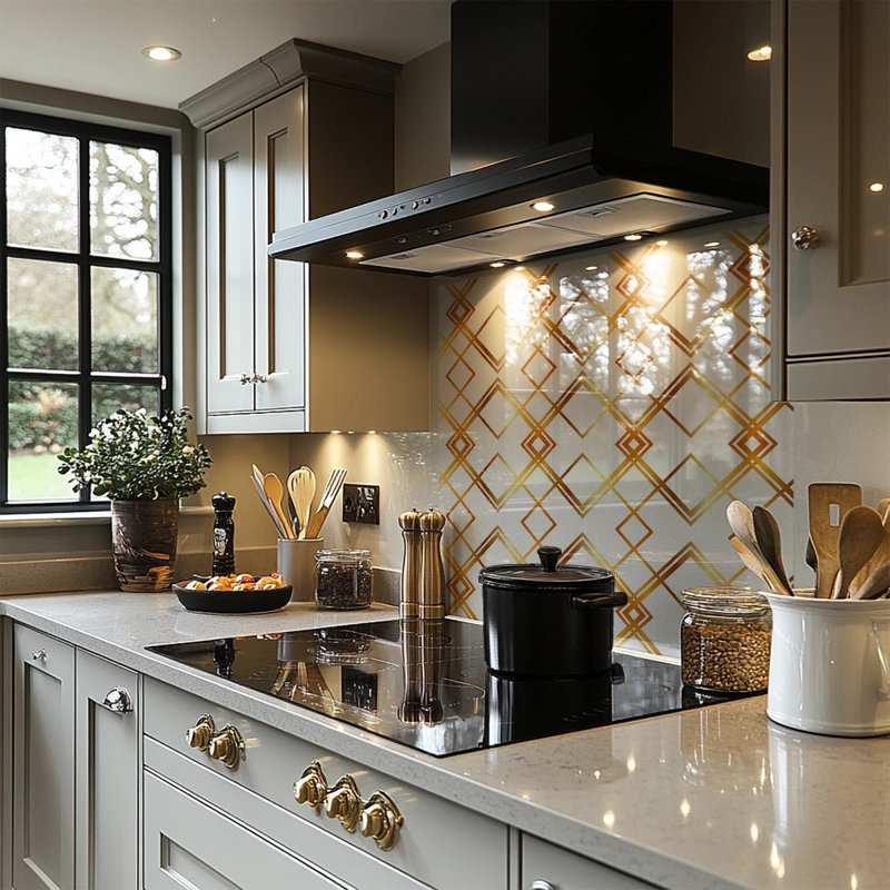 Geometric Pattern Splash Back, 70cm L x 50cm W