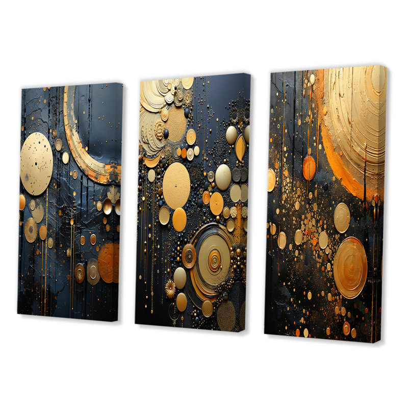 «Industrial Elegance», 3 pièces, Toile tendue, H 28 po x l 36 po
