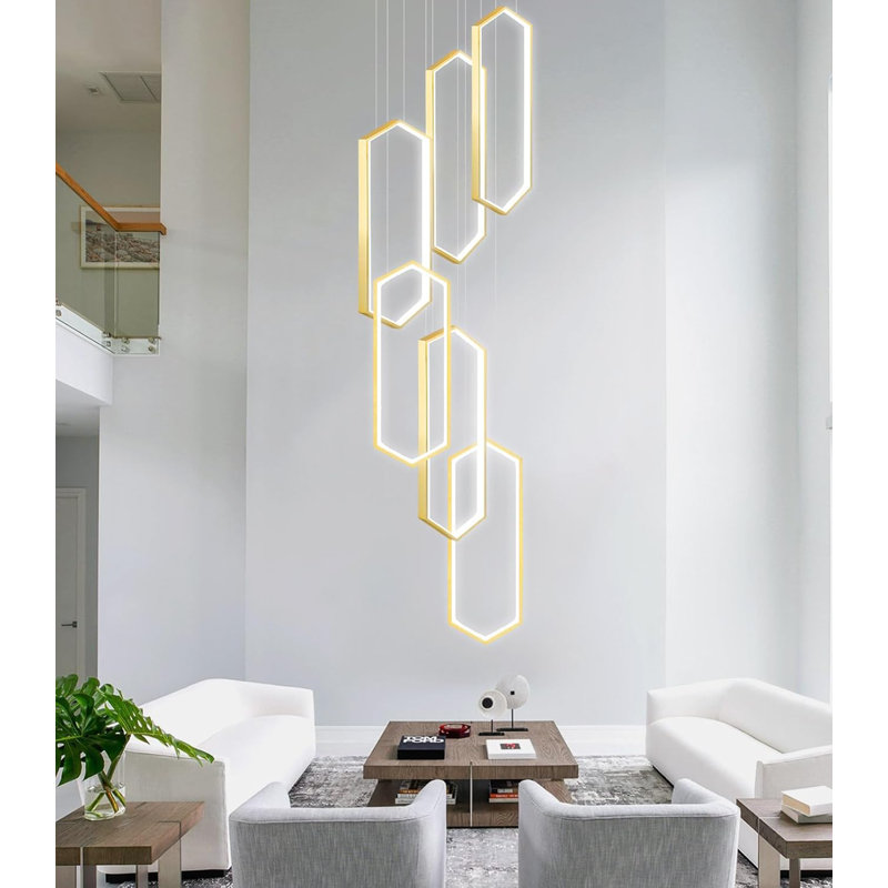 Lustre linéaire à intensité variable 6 lumières Glam, Doré