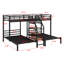 Lit superposé triple en métal avec tablettes de rangement et escalier-1237403421