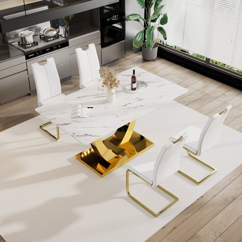Ensemble de salle à manger 5 pièces, Blanc