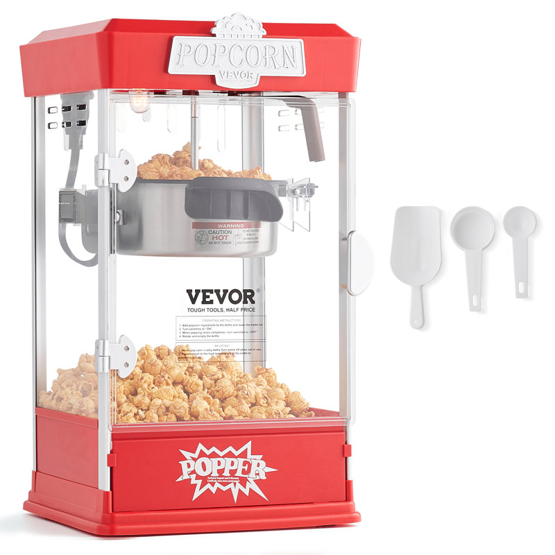 Popcorn Popper Machine Tabletop Popcorn Maker 480W 4 Oz, Red