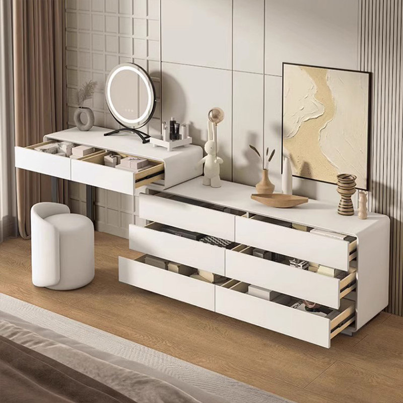 Coiffeuse avec miroir lumineux, 8 tiroirs, 1 chaise