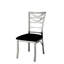 Chaise de salle à manger contemporaine en métal argenté 2 pièces avec siège en microfibre noir