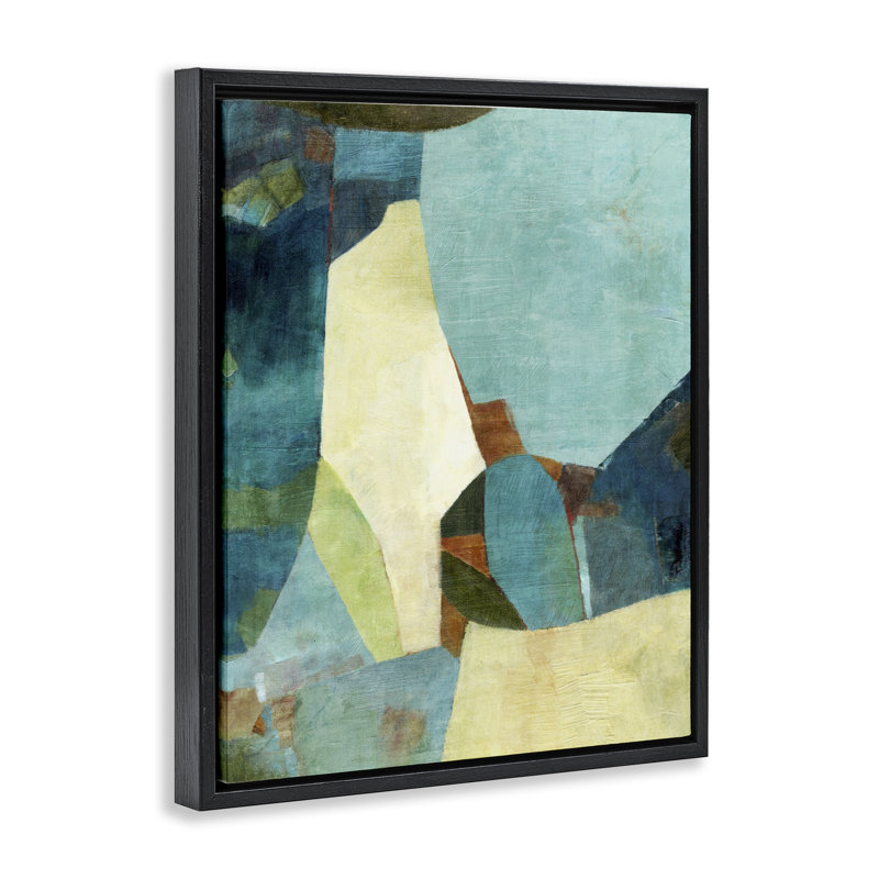 Cadre flottant en mosaïque bleue, design par Suzanne Nicoll, Cadre flottant noir de jais, H 21 po x l 17 po