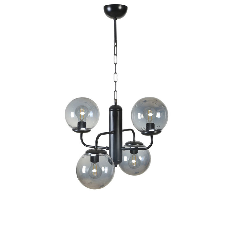 Elegant Black and Fume Metal Chandelier, 17.7 in Diameter x 27.6 in Height | E27 Socket, Max 40W | IP20 Rated | Stylish Lighting Fixture for Dining Room, Living Room & Entryway, Modern Design & Durable Build