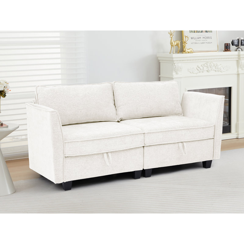 Jukka Upholstered 66 " Chenille Loveseat, White
