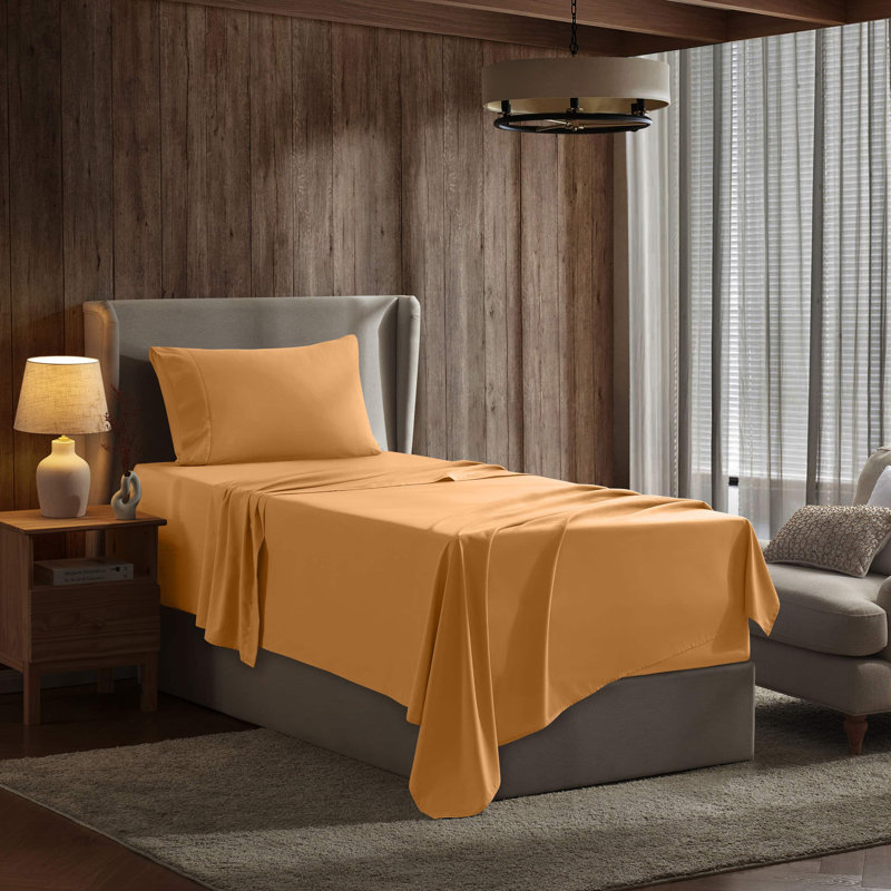 Ensemble de draps doux et respirant Hotel Collection, Orange abricot, Très grand simple