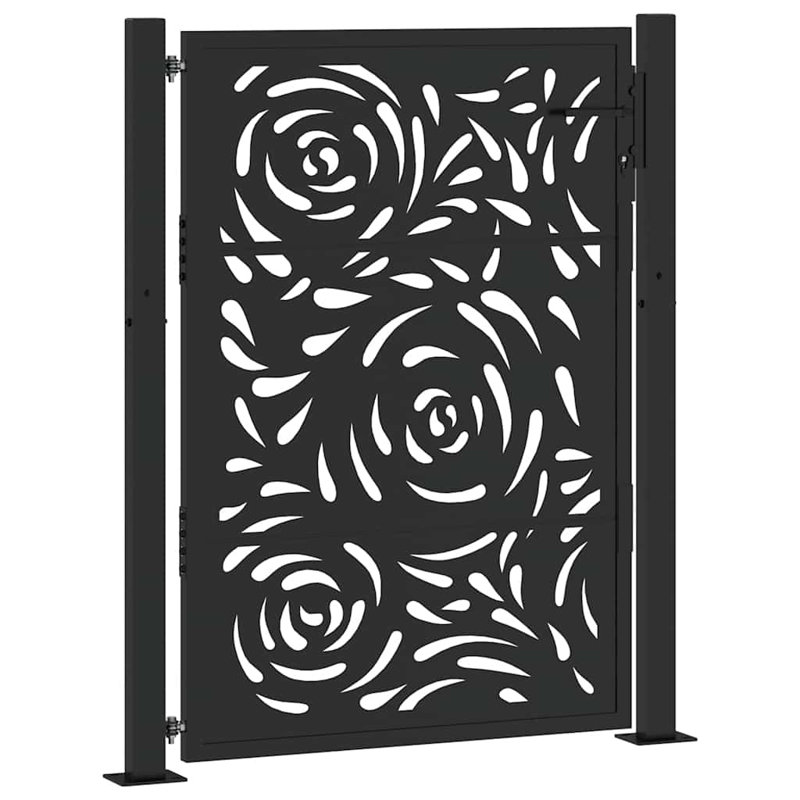 Porte de jardin vidaXL noire en acier 39,4 x 49,2 po avec flamme, 39,4 po x 49,2 po, Noir
