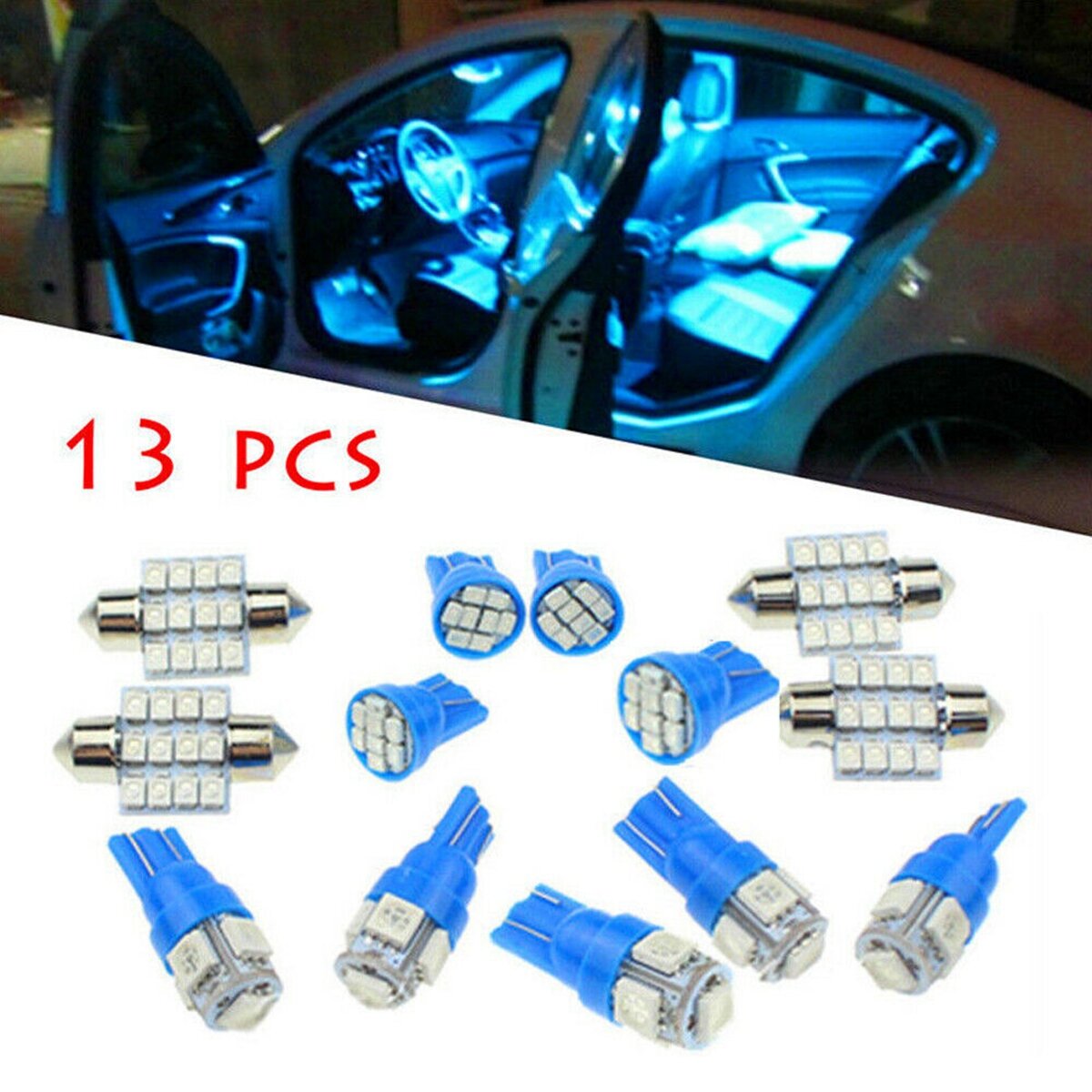 Stevig ontsnapping uit de gevangenis parallel CELLPAK 13Pcs Auto Car Interior LED Lights Dome License Plate Lamp 12V Kit  Accessories Blue | Wayfair