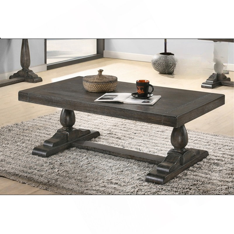 Table basse en bois massif 52 po, Gris foncé