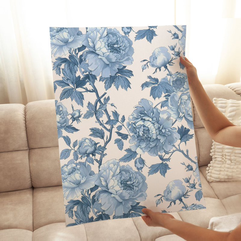 Motif floral de fleurs bleues III, H 7 po x l 5 po