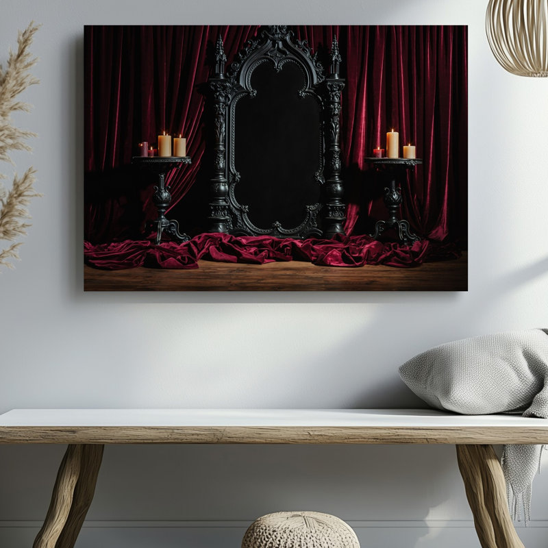 Toile, "Grand Ornate", miroir gothique se tient comme le point focal, H 20 po x l 30 po