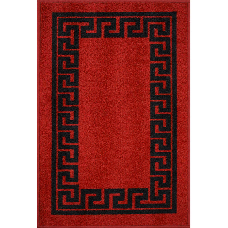 Rampzipoor Non-Slip Geometric Doormat, Red Black, Rectangle 40 x 60cm