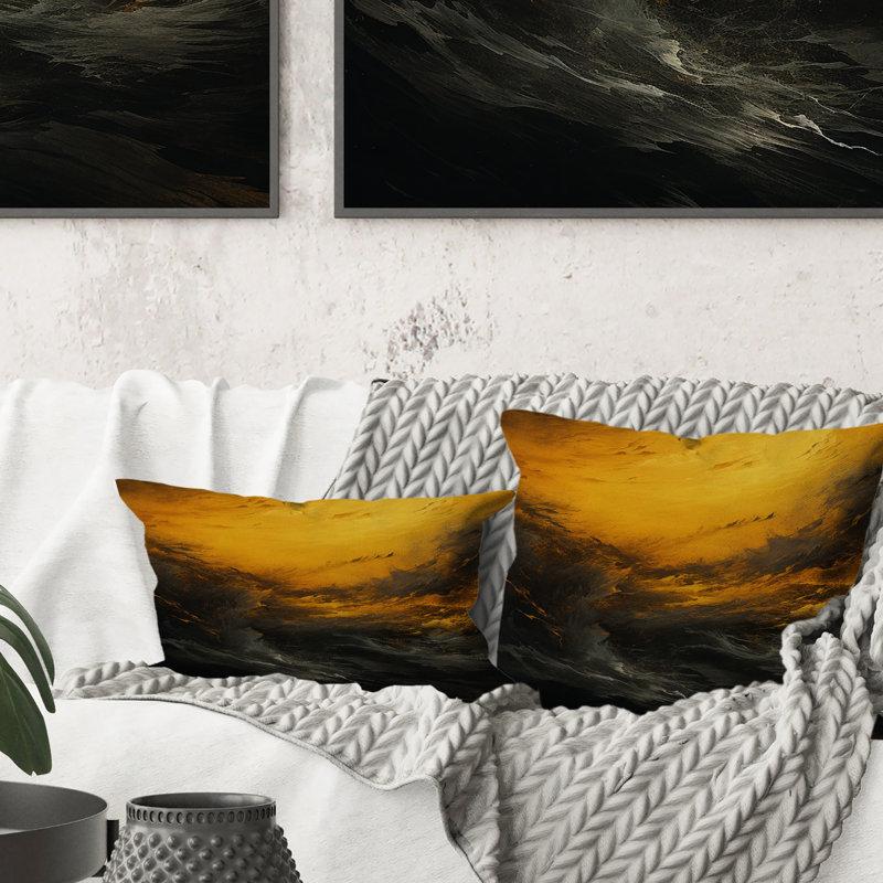 Coussin Yellow Whirling Winds I - Storms