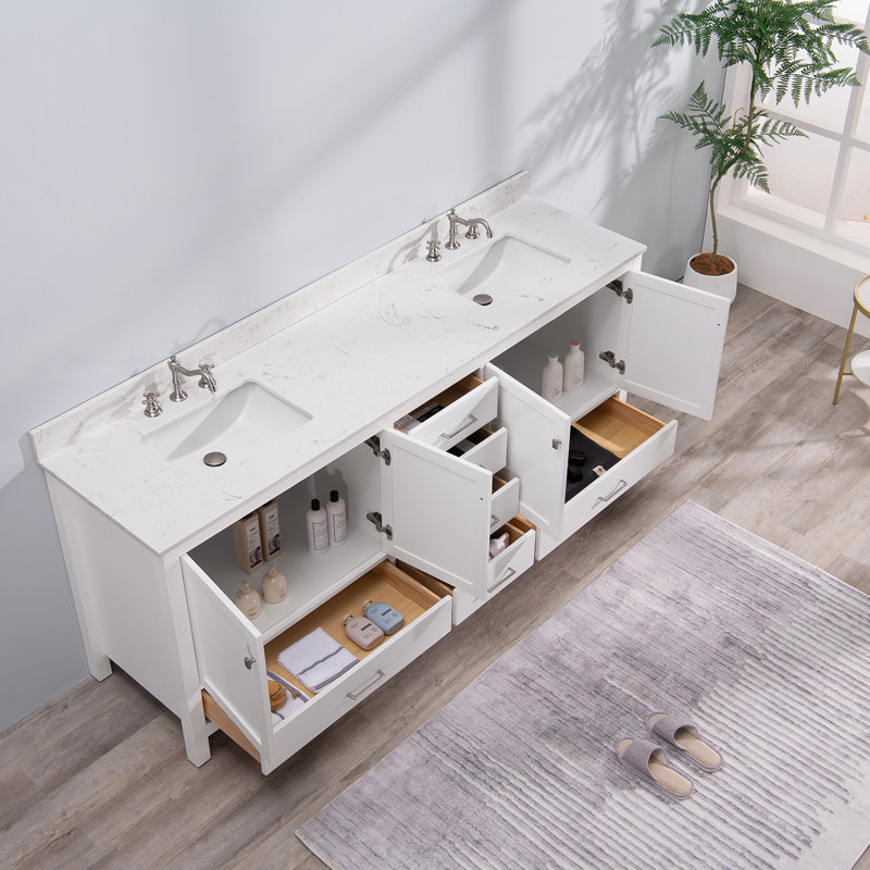 Base de meuble-lavabo double 84 po seulement 84 po en blanc