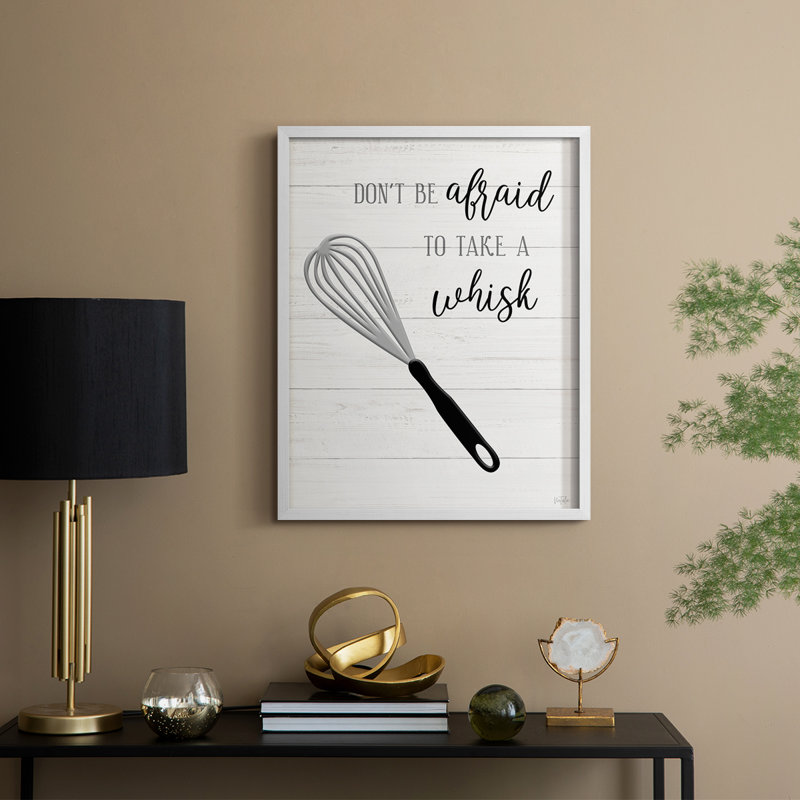 «Take A Whisk», reproduction encadrée - bois massif, H 11 po x l 9 po, Blanc