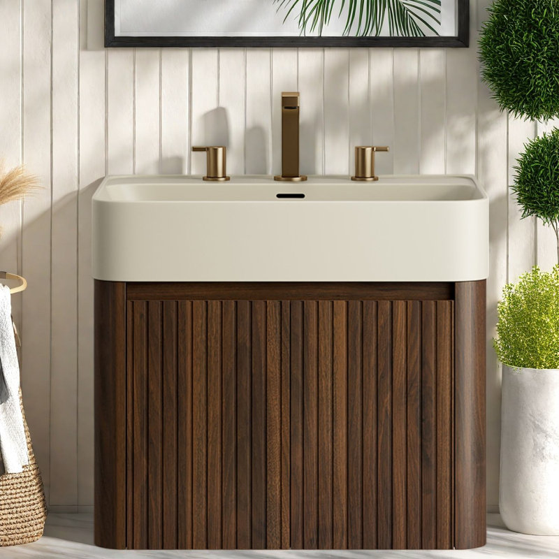 Meuble-lavabo moderne (avec meuble-lavabo et lavabo) avec rangement, 23.62