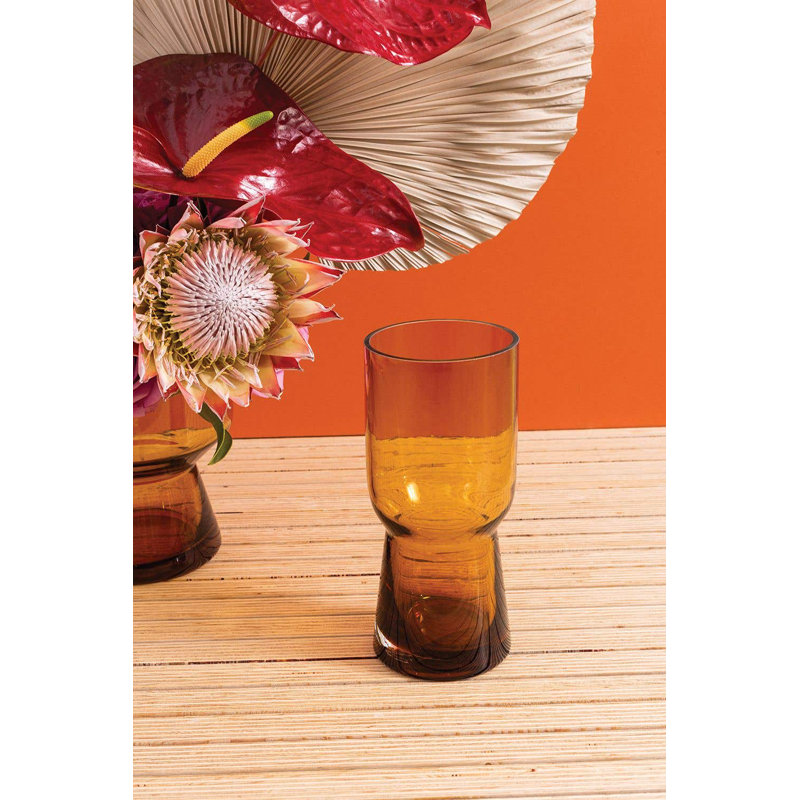 Amber Handmade Glass Table Vase, 8.75" H x 3.75" W x 3.75" D