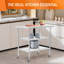 Table basse en acier inoxydable pour l'extérieur / restaurant, 24 x 36 pouces avec 2 tablettes réglables et roulettes, durable et facile à assembler