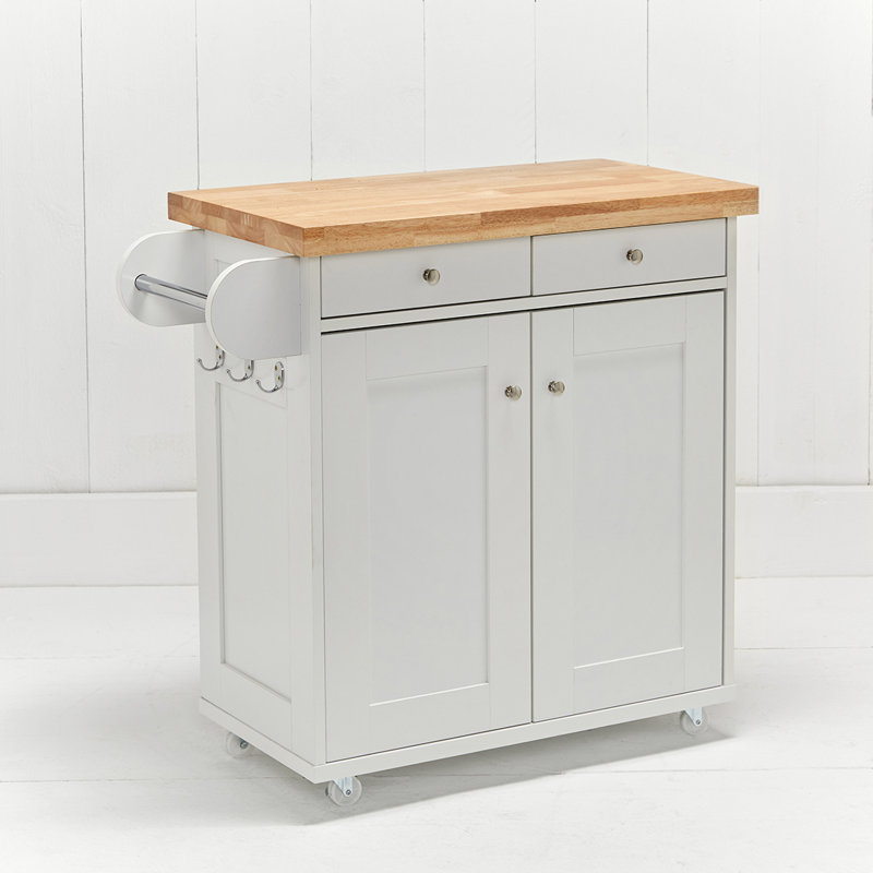LPD Home Solid Wood Top Kitchen Island, White