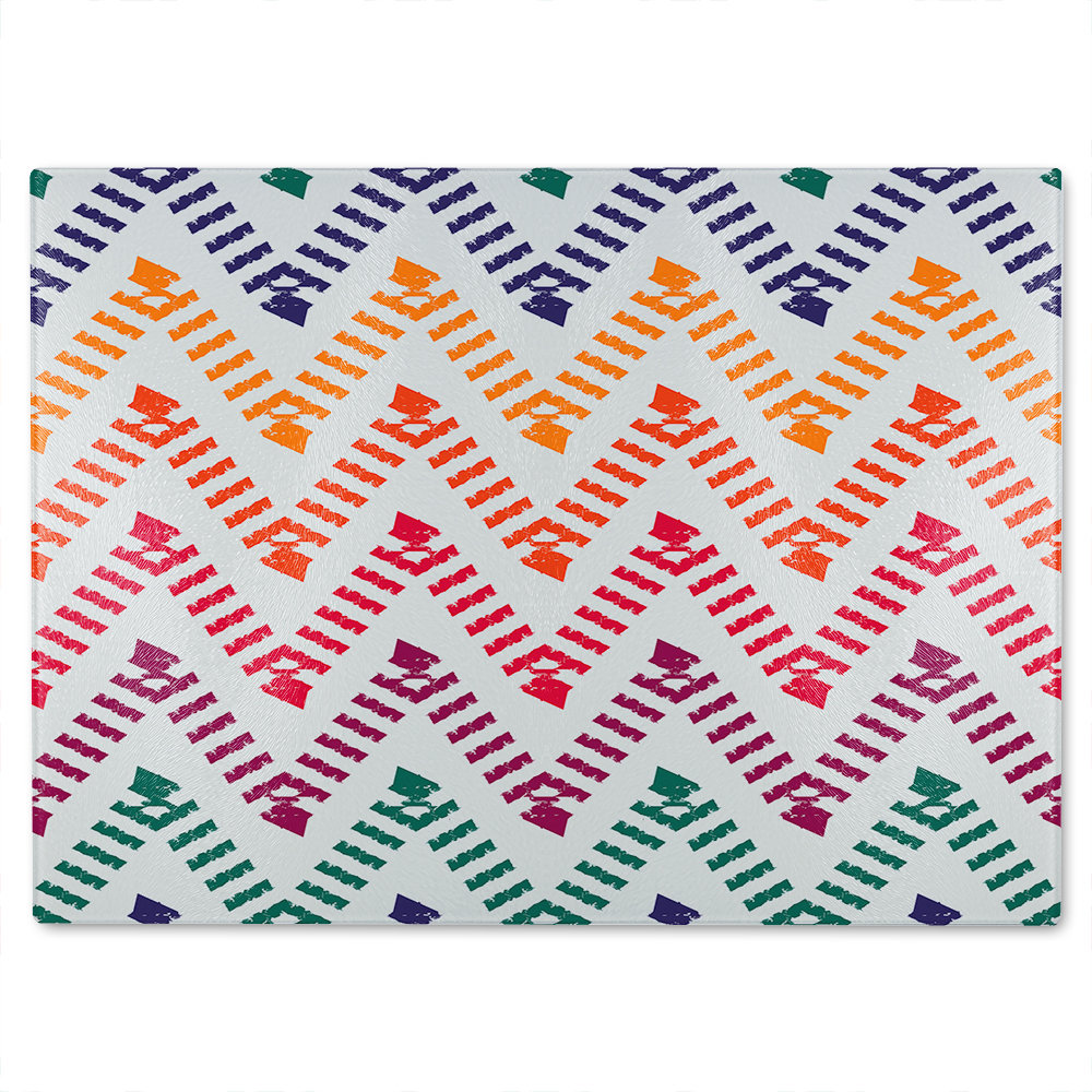 Freehand Horizontal Zigzag And Chevron Stripes Glass Chopping Board
