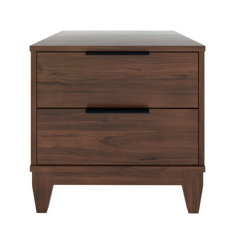 Boyd Sleep Mackay Modern Double Drawer Nightstand, Walnut