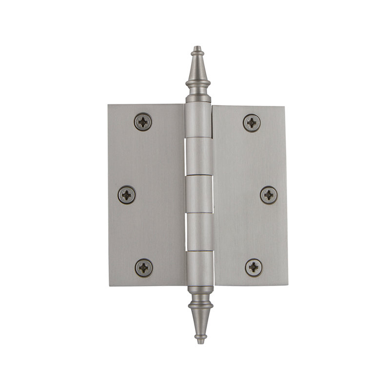 3.5'' x 3.5'' Brass Butt Bearing Hinge, Satin Nickel