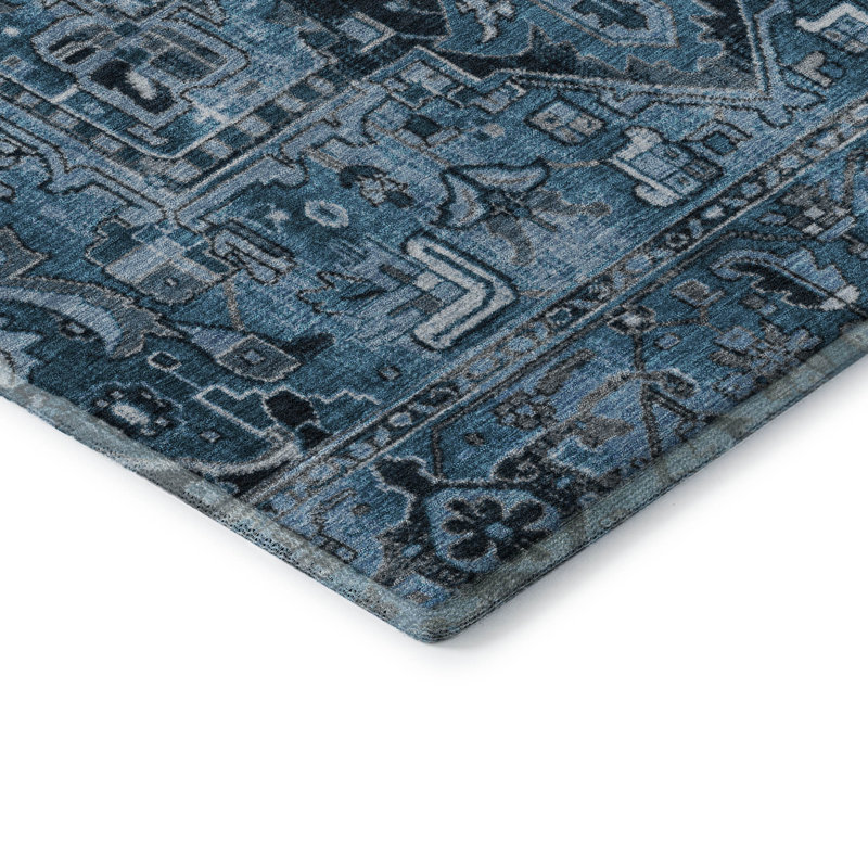Premium Machine Washable Cerrito AMF570 Blue Rug, Rectangle 8' x 10'