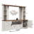 Farmhouse Entertainment Center For 55 Inch Tv, With 2 Led Lights, Power Outlets & Storage Shelf-597770544