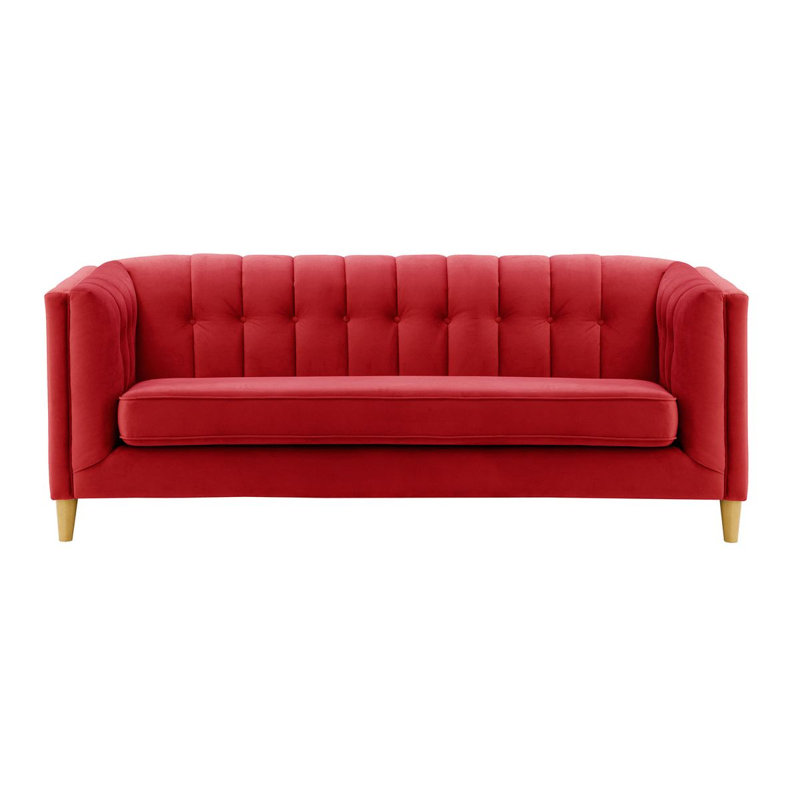 Odina 3 Seater Velvet Sofa, Red