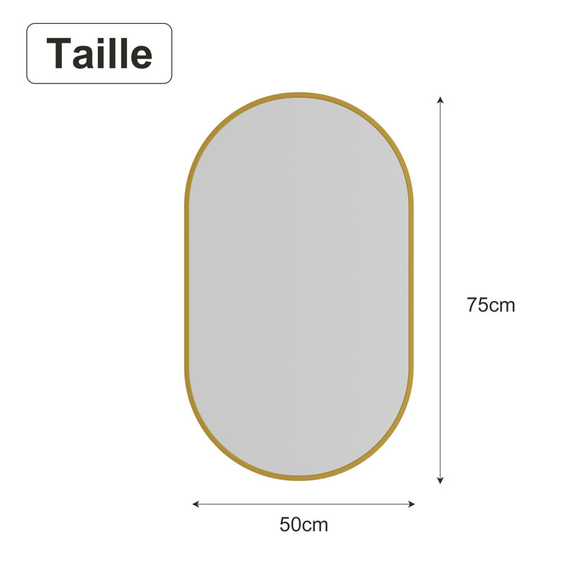 Glass D-Shaped Wall Full Length Mirror