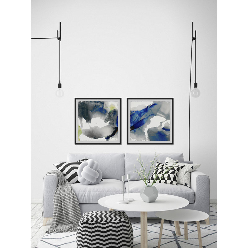 « color clouds diptych », ensemble de 2 reproductions de peintures à l’aquarelle encadrées, H 12 po x l 12 po x P 1,5 po