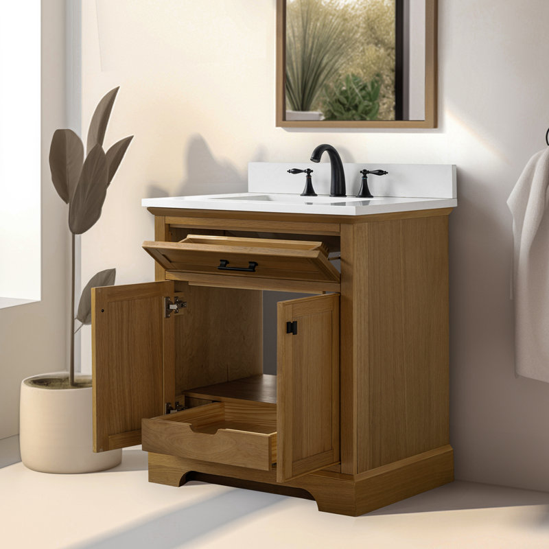 Ensemble de meuble-lavabo simple 30 po Arruda, Chêne, Noir