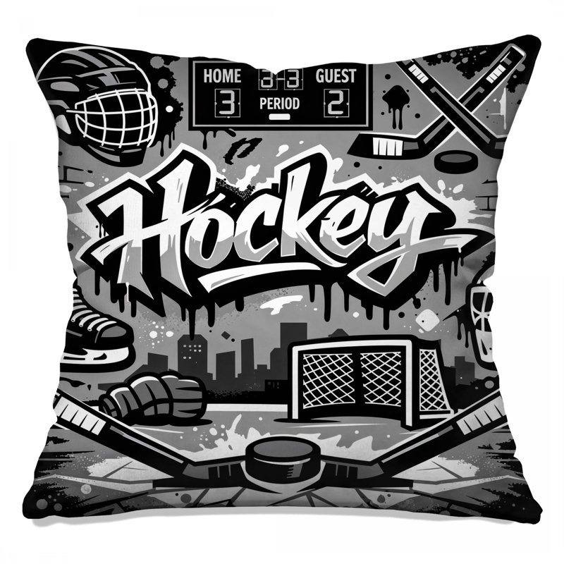 Coussins Hockey Face, 16 x 16 pouces