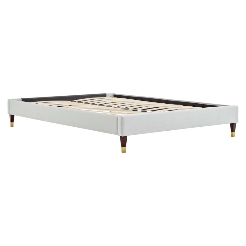 Structure de lit Harlow Performance, Double, Velours gris pâle
