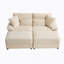 Ensemble de chaise longue double avec repose-pieds réversible, tissu velours côtelé doux, rangement, port USB, siège / table multifonctionnel