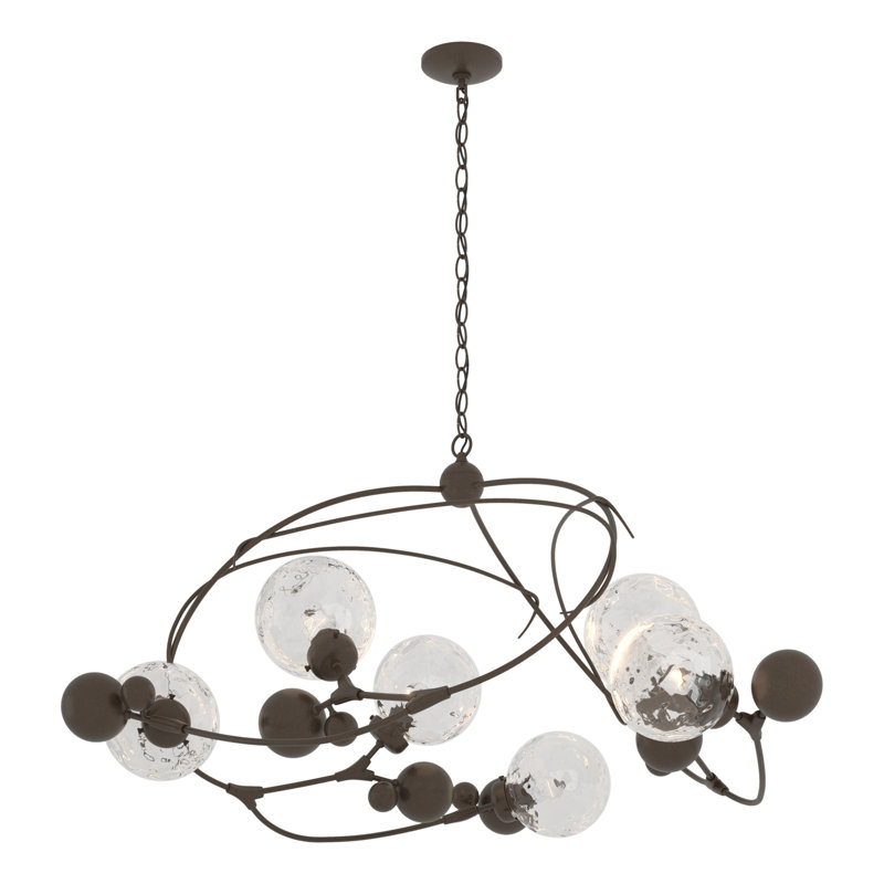 Sprig 6 - Light Unique Geometric Chandelier, Water Glass, Bronze