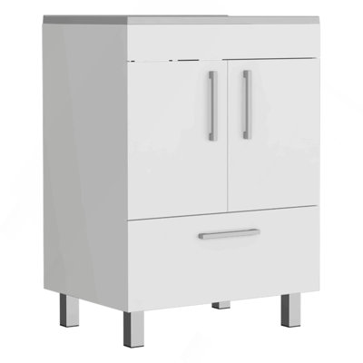 Meuble-lavabo simple Velloc, armoire à deux portes, un tiroir - blanc