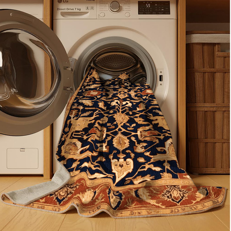 Machine Washable Persian Brown Area Rug, Square 4'