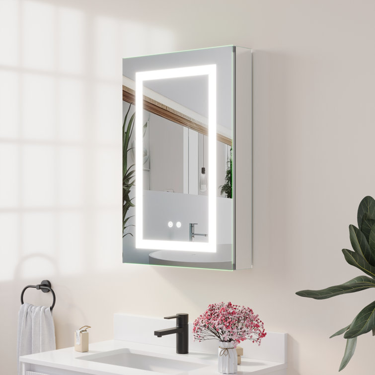 30" H Recessed or Surface LED Mirror Cabinet With Defogger And Adjustable Shelves