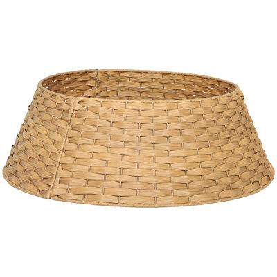 2.25 Ft Rustic Christmas Tree Skirt, Natural Woven Plastic Tree Collar With Metal Frame – Pet & Child Safe, Hides Tree Stand, Easy 3-panel Assembly