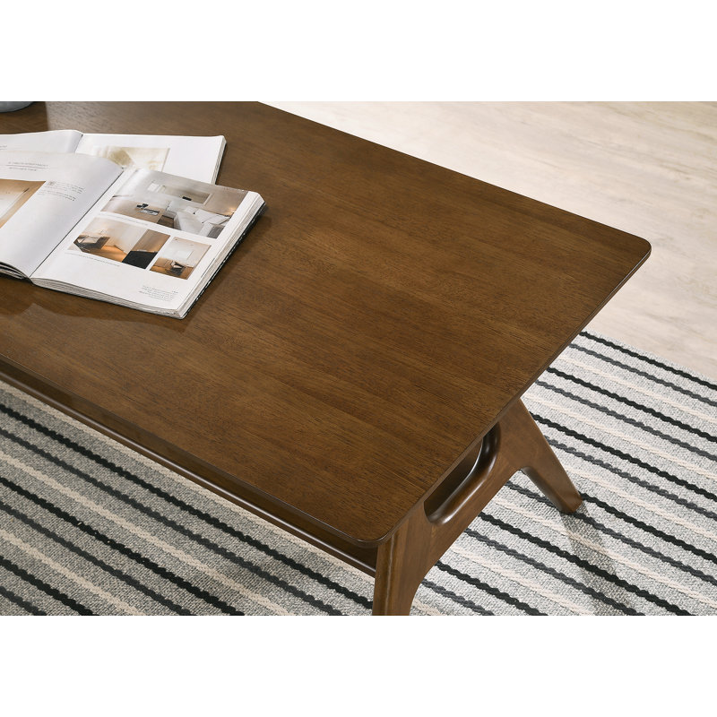 Table basse Mid-Century moderne en bois avec tablette