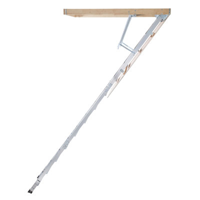 Échelle de grenier en aluminium pliable avec assistance hydraulique - Escaliers loft télescopiques robustes d'une capacité de 350 lb