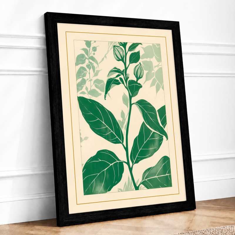 Study In Green Botanical - Print, A2 - 59.4 x 42.0 cm, Black