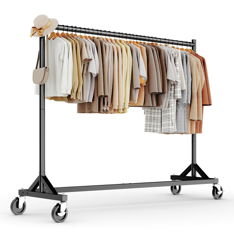Commercial Heavy Duty Clothing Rack - Z Base Rolling Garment Rack, 181kg (400lbs) Capacity, Black