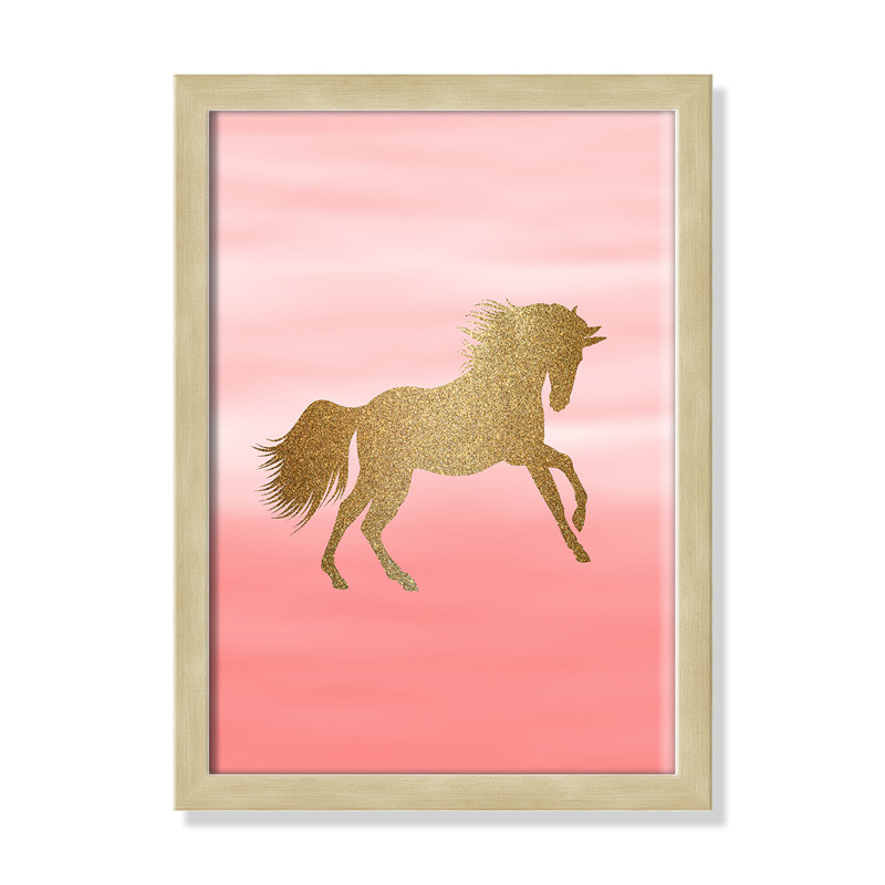 Art encadré ombré rose 1 ', H 14 po x l 10 po x P 1,18 po, Cadre boîte en grain de bois champagne