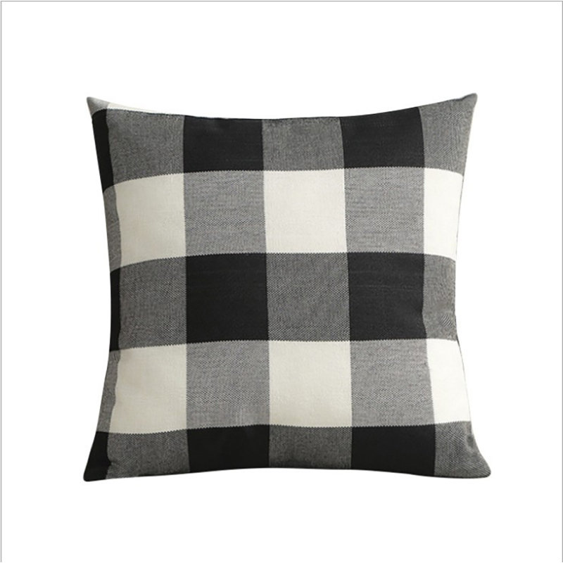  Set of 2 Throw Pillow Covers With Inserts– 18"x18" Decorative Throw Pillow Full Set, White/Black, Polyester