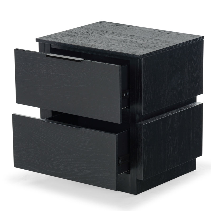 Titus 2 Drawer Nightstand, Black